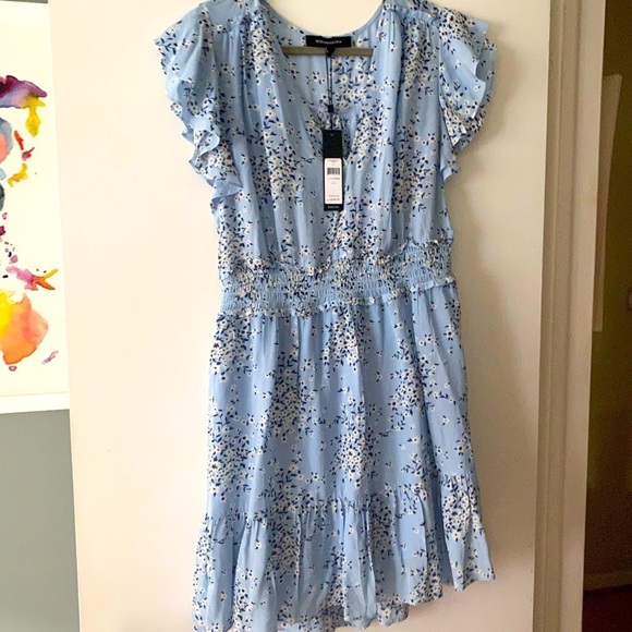 Bcbg Blue Floral Dress NWT Size L Dresses